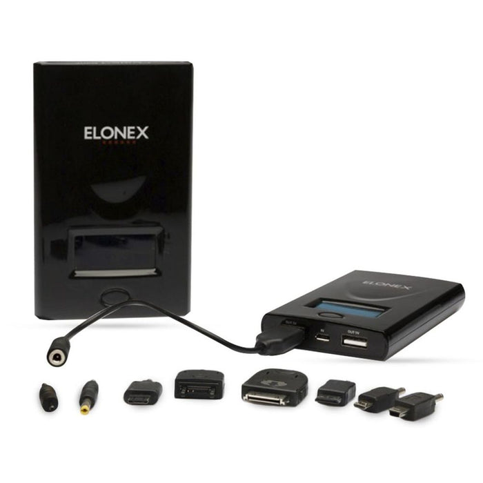 Powerful ELONEX PowerBank 6000mAh with Smart LED Display for Mobile Phone, Black