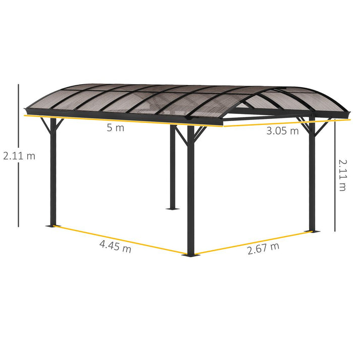 Premium 5x3m Hardtop Aluminum Gazebo Pergola | Brown | Polycarbonate Roof