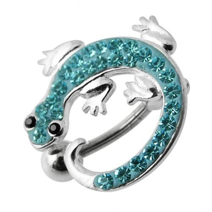 Fancy Jeweled Colorful Lizard Dangling Navel Ring