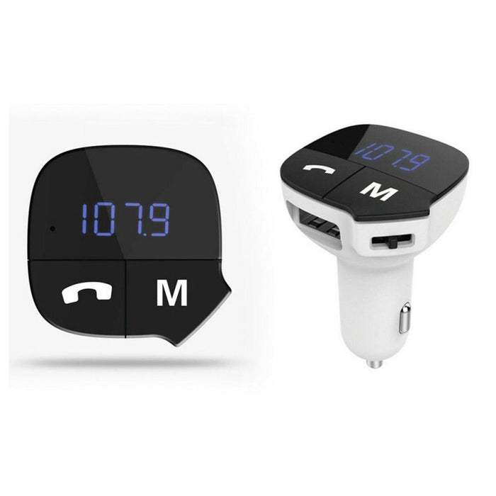 Aquarius Bluetooth Car Adapter FM Transmitter Hands-free Calling Car Kit, White