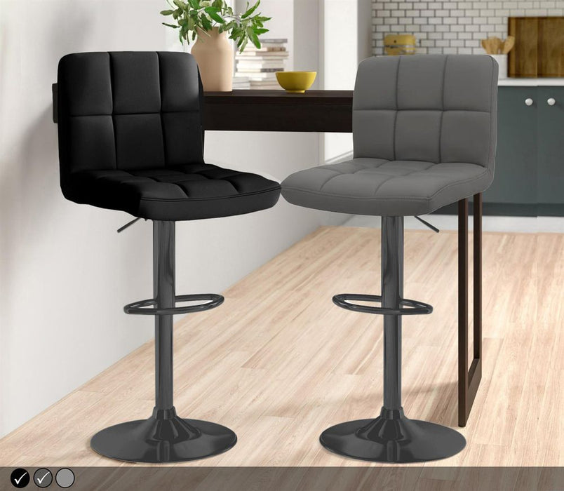 Faux Leather Bar Stool with Matt Black Leg