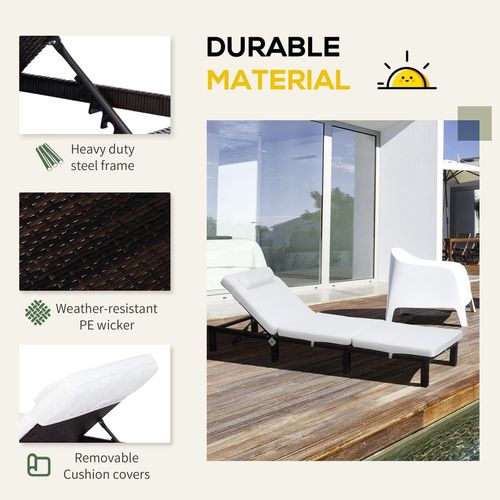 Rattan Sun Lounger Bed-Brown