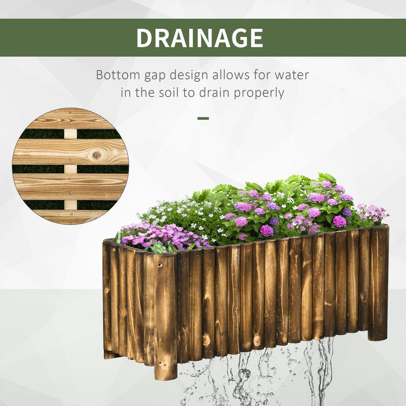 Premium Fir Wood Raised Planter | Outdoor Garden Bed | 100Lx40Wx40H cm