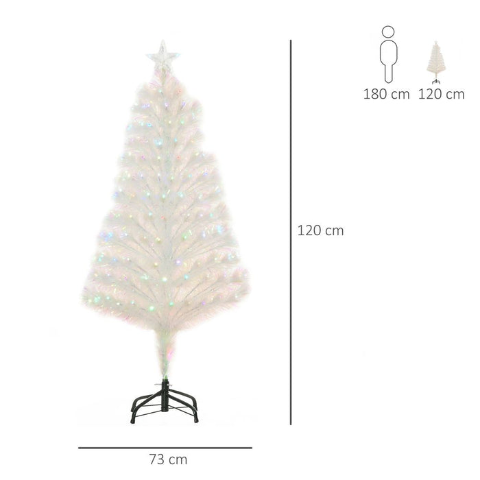 4 Feet Prelit Artificial Christmas Tree with Fiber Optic LED Light White