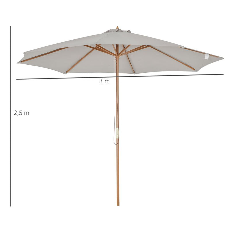 High-Quality 10'x8.2'H Bamboo Wooden Round Market Patio Umbrella - Sun & Rain Protection