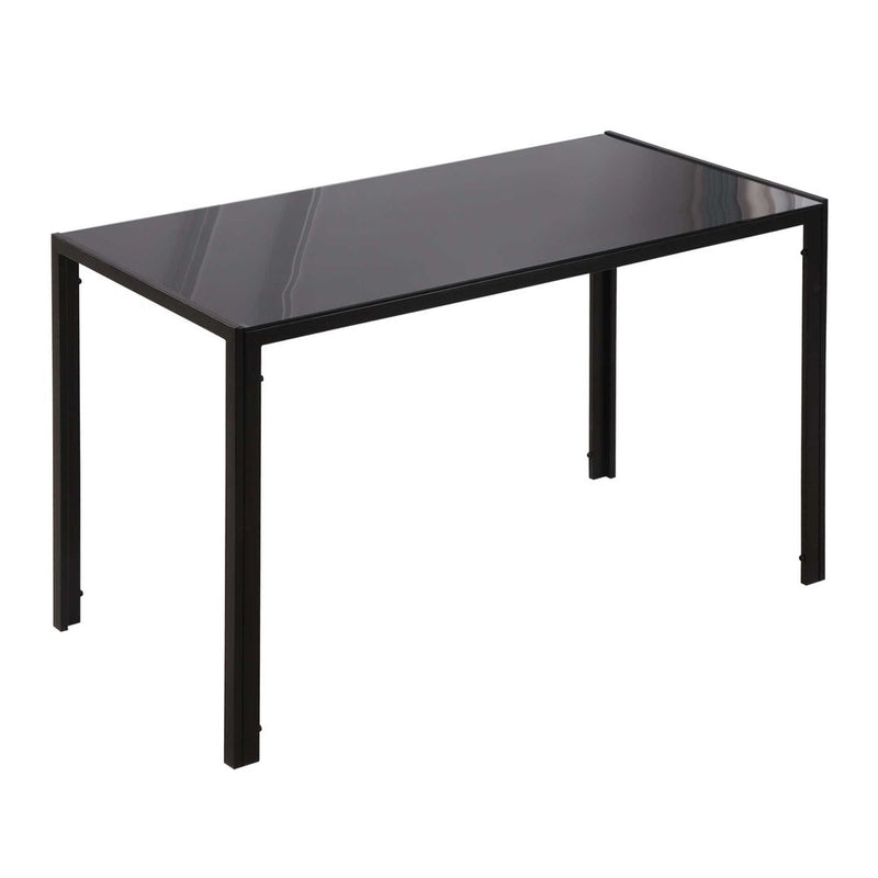 HOMCOM Dining Table for 4 People, Modern Rectangular Kitchen Table with Tempered Glass Tabletop and Steel Legs for Dining Room, Black