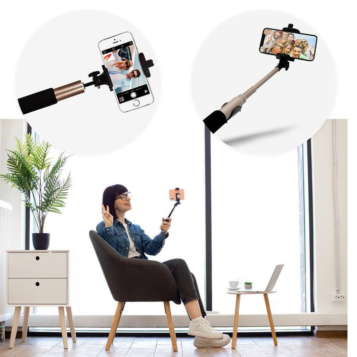 Aquarius Selfie Stick - Gold | Bluetooth Remote | Premium-Aluminium | 270° Adjustment