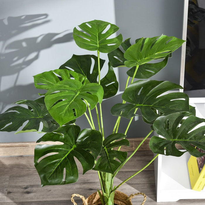 Realistic Artificial Monstera Tree - 13 Leaves, 85cm Tall - No Maintenance, Quality Plastic - Perfect for Home & Commercial Areas