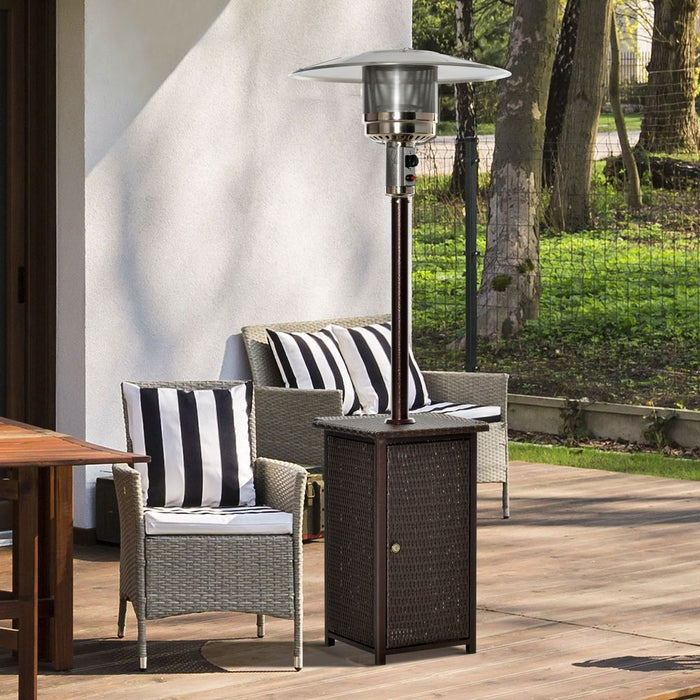 Outsunny 12KW Gas Patio Heater Wicker Rattan Terrace Standing - High Quality, Reliable Heat with Tabletop