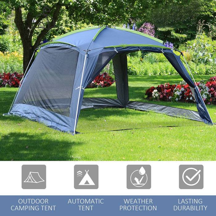 Outsunny Dark Green Camping Tent Sun Shelter Shade Garden