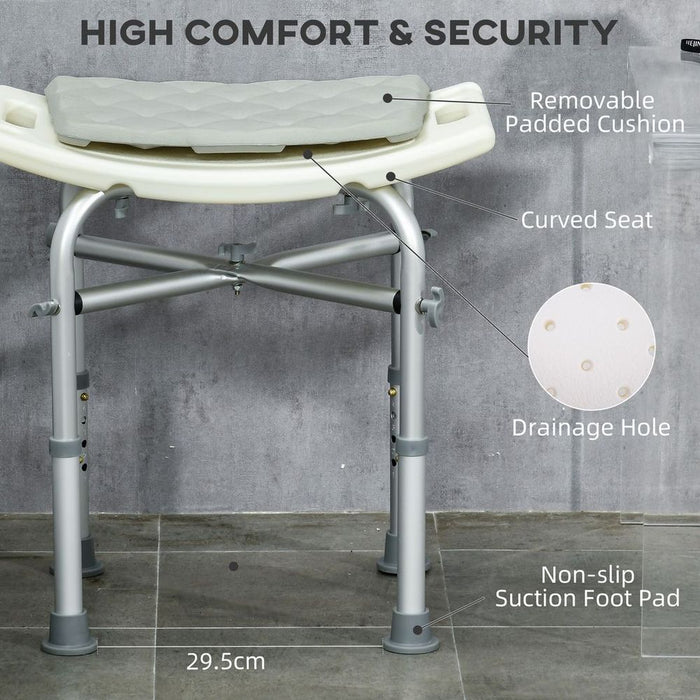 HOMCOM Adjustable Aluminium Shower Stool - Senior Disabled Bath Seat