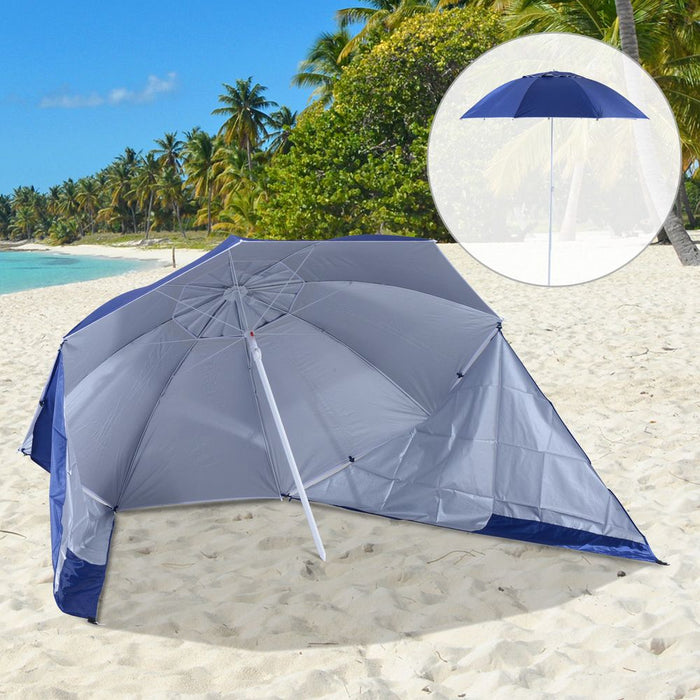 Premium UV Protection Beach Umbrella: 2-in-1 Sun Shelter; Steel Blue; High Quality Guaranteed!