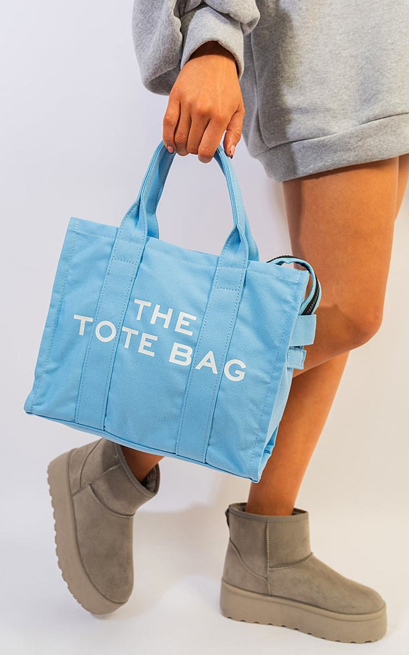 Leona Letter Pattern Canvas Shoulder Shopper Tote Bag