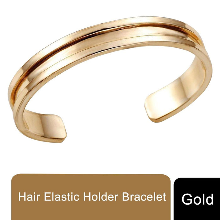 Aquarius Hair Elastic Holder Bracelet, Stainless Steel Gold - Elegant, High-Quality Hairband Accessory