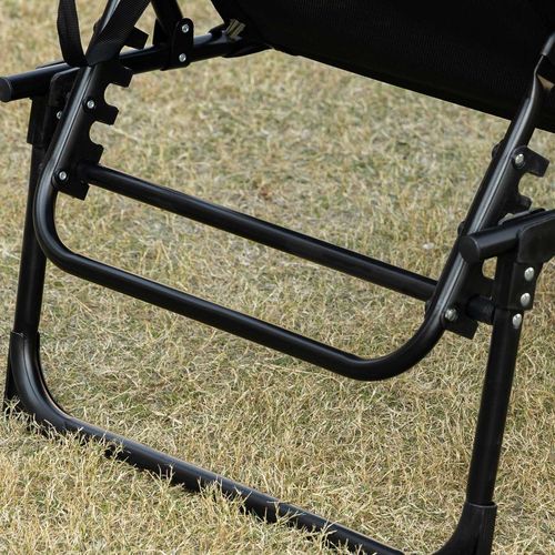 Lounger Folding Reclining Camping Bed 5-position Adjustable Black