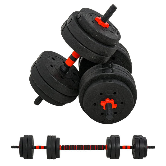 Versatile 2 IN 1 Barbell Dumbbells Weight Set - 25kg for Body Fitness - HOMCOM