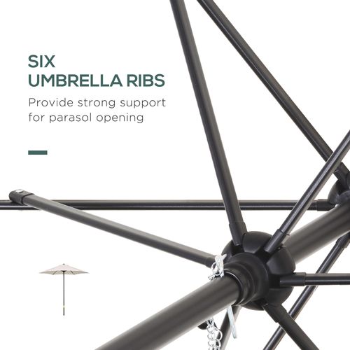 1.96m Parasol Patio Umbrella, Cream White