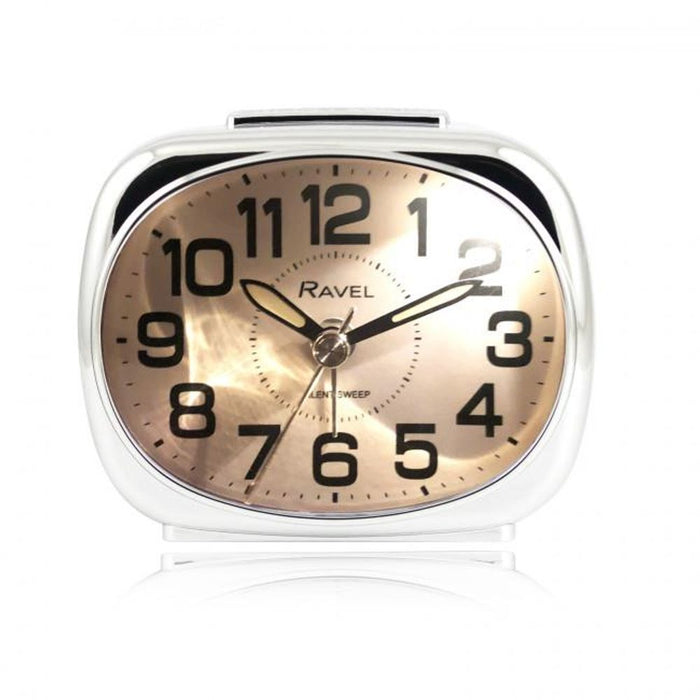 Ravel Small Bedside Quartz Alarm Clock - White/Silver RC040.41