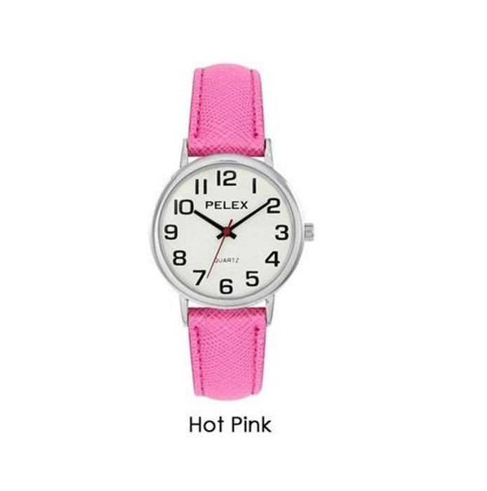 Pelex Mens / Ladies Big Dial Coloured Leather Strap Quartz Watch PLX-048 Available Multiple Colour