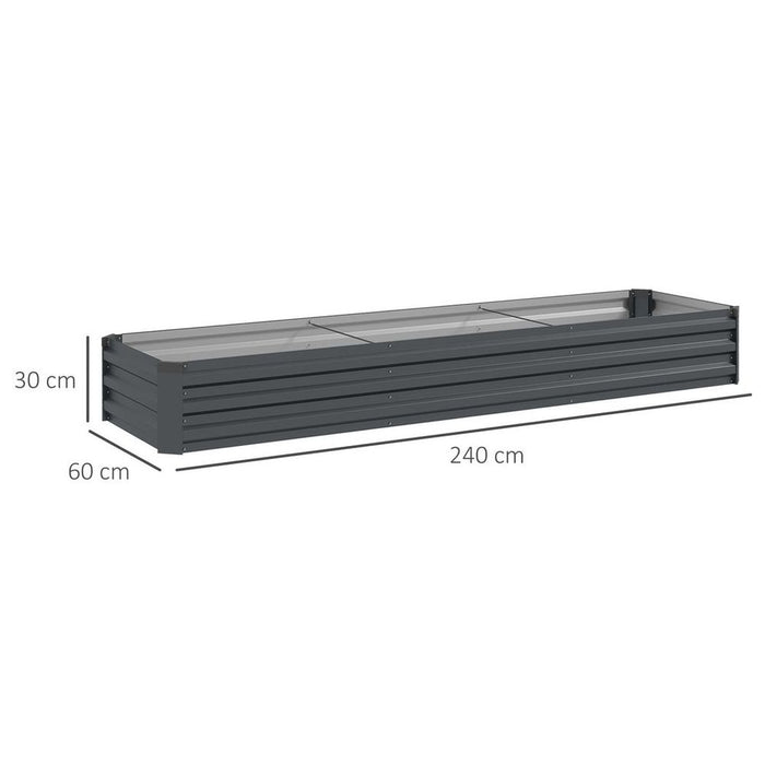 Outsunny Galvanised Raised Bed for Garden, Outdoor Elevated Planter Box, Grey