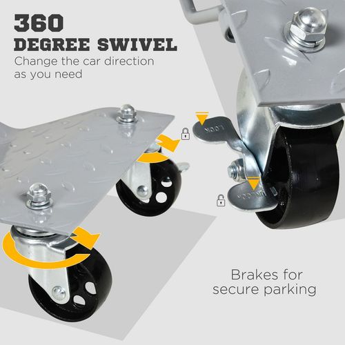 DURHAND 2PCS 680kg Car Wheel Dollies with Swivel Casters, Wheel Dolly, Grey