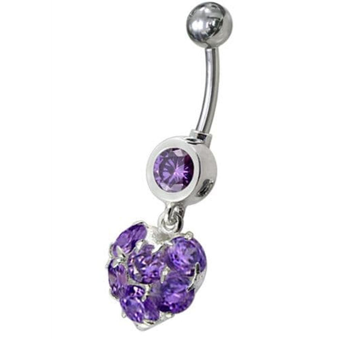 Fancy  Heart Dangling Belly Ring