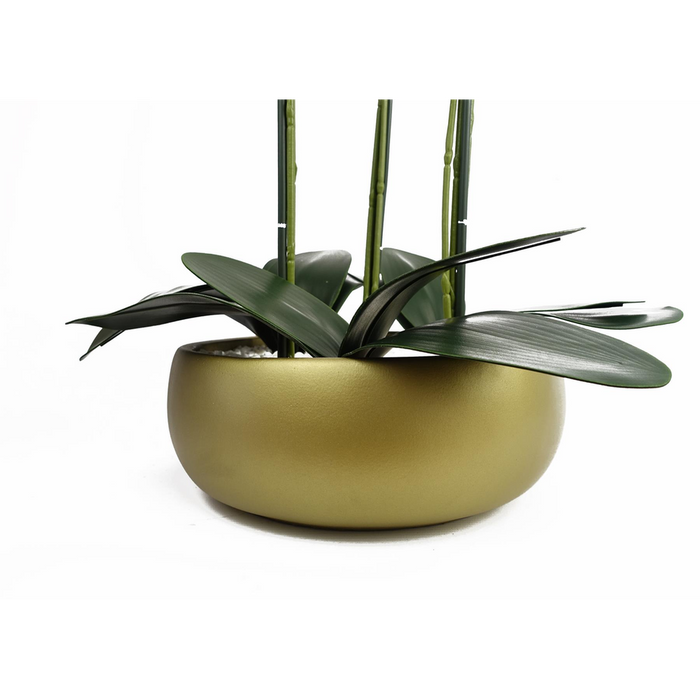 High-Quality 60cm Orchid Artificial in Black-Gold Ceramic Planter