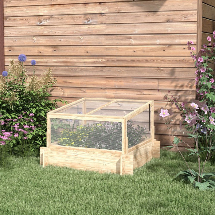 Outsunny Outdoor Raised Garden Bed with Cold Frame Greenhouse and Openable Top