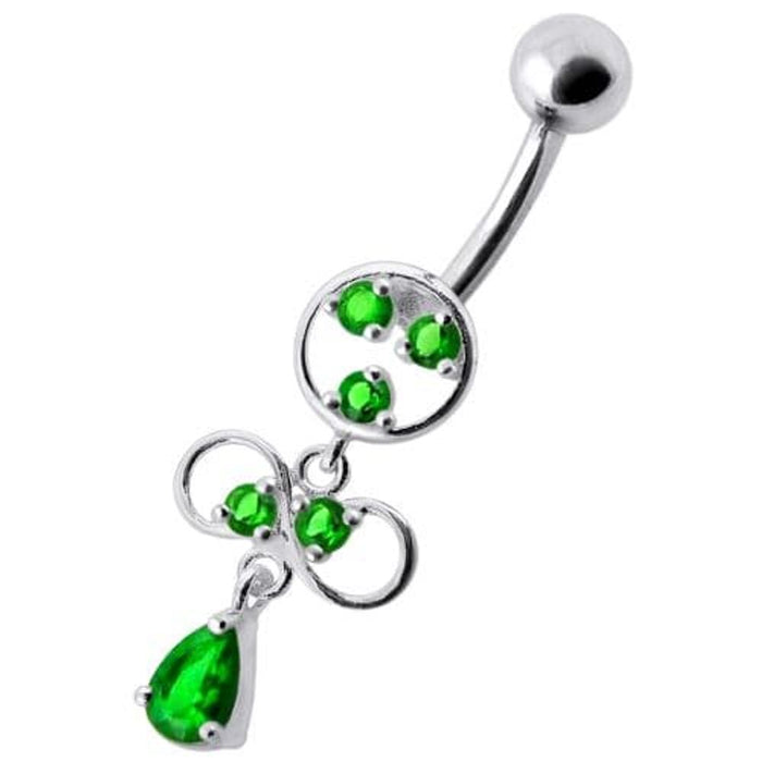 Fancy CZ Jeweled infinity logo Dangling Belly Navel Ring