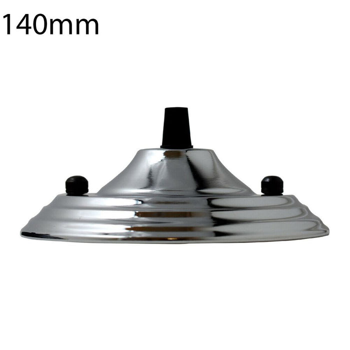 Chrome Pendant Cable Grip Plate for Light Fitting - 140mm - Ceiling Rose