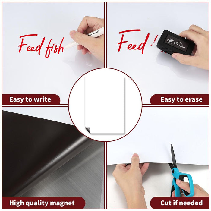 Vinsani A4 Whiteboard Bundle: 2 Markers, Eraser