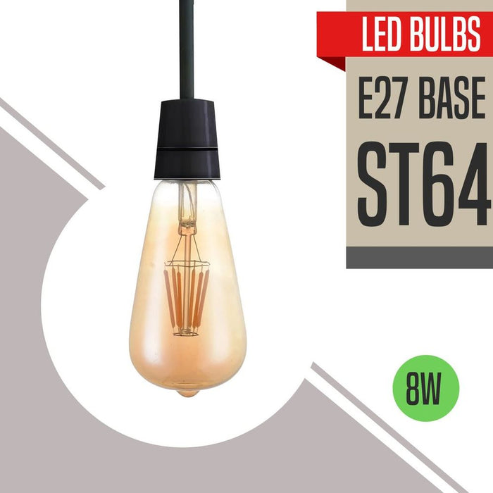 6 Pack E27 LED Edison Dimmable Vintage Amber Glass Warm white 2700K Light Bulb