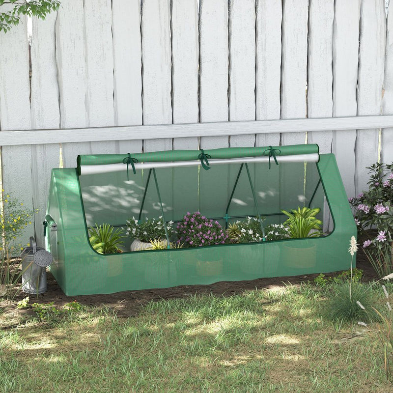 Outsunny Portable Small Polytunnel with Mesh Windows, 240x90x90cm