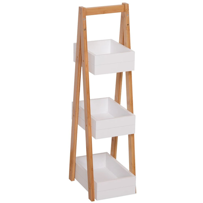 Bathroom A-Shape Rack, 3-Tier-Bamboo: Durable, stylish storage for any décor. Perfect for Bathroom, Livingroom or Kitchen.