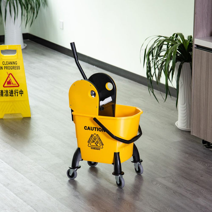 High-Quality 26L Mop Bucket & Wringer with Wheels - Yellow