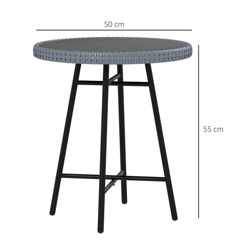 Outsunny PE Rattan Side Table - Indoor/Outdoor/Balcony/Patio - Grey