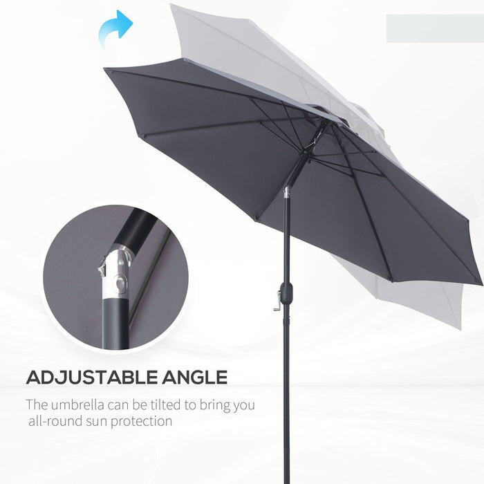 Premium 2.7M Patio Umbrella - Sunshade, Tilt Function, Aluminium, Charcoal Grey