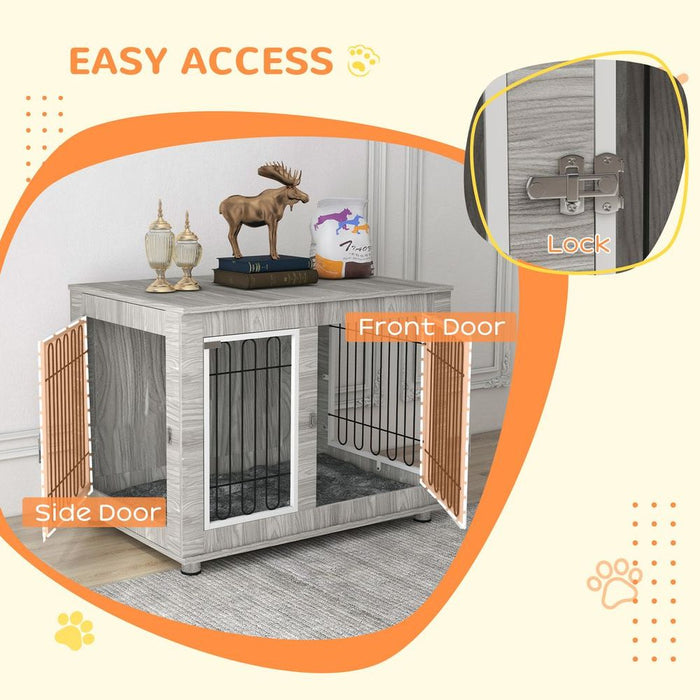 PawHut Dog Crate Furniture, Double Door, Soft Cushion - Perfect for All Pets