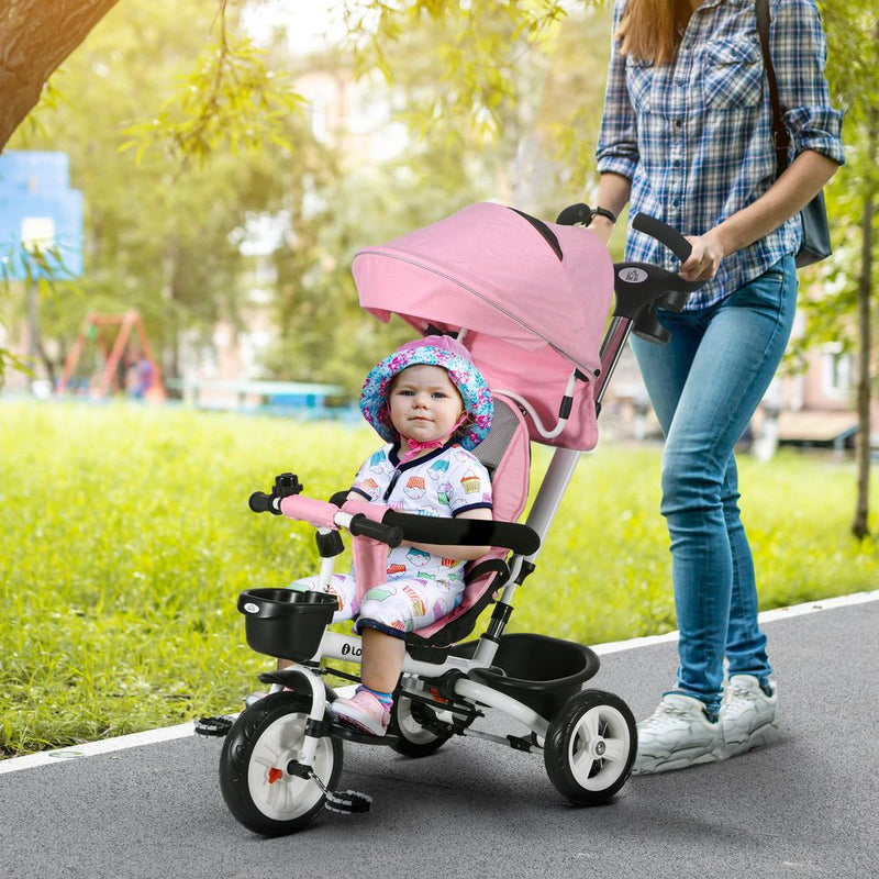 HOMCOM 6 in 1 Trike for Toddler 1-5 Years with Parent Handle, Dark Blue
