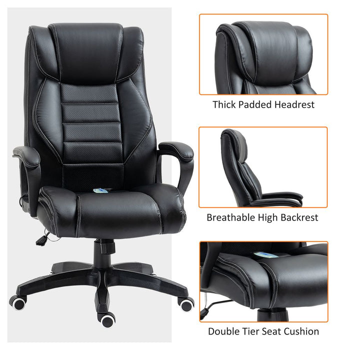 Premium Black Vinsetto Massage Office Chair - High Back, Vibration, 6 Points