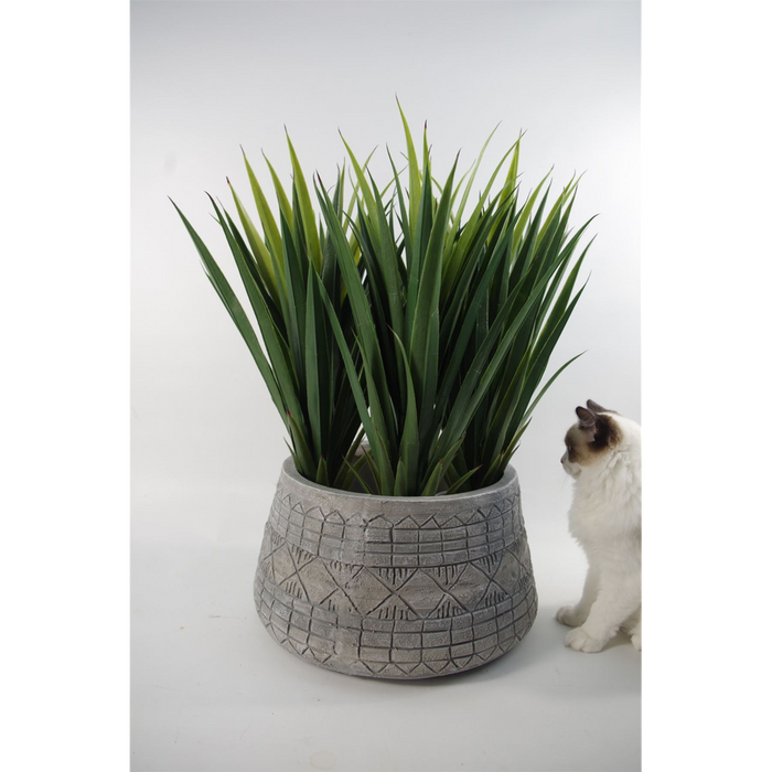 22cm x 37cm Large Grey Gliese Embossed Planter