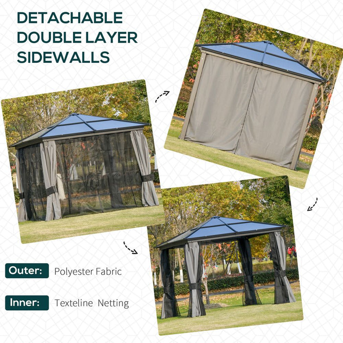 High-Quality 3x3m PC Aluminium Hardtop Gazebo with Curtains & Netting