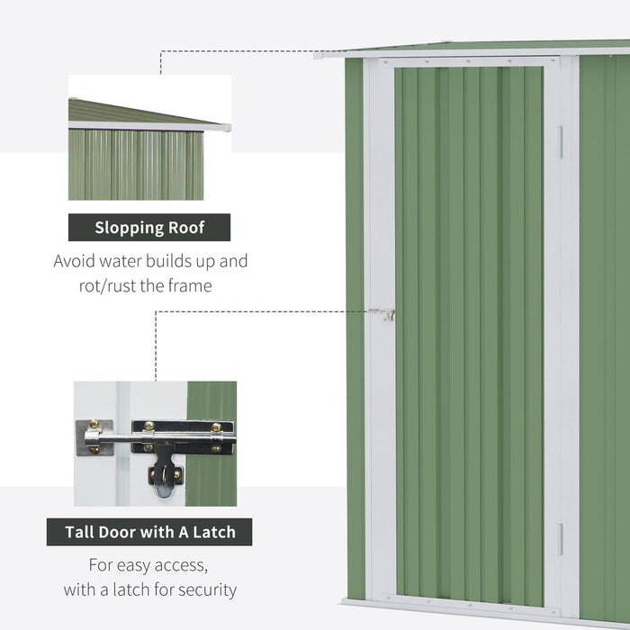 Durable Lockable Green Garden Storage Shed, 142x84x189cm