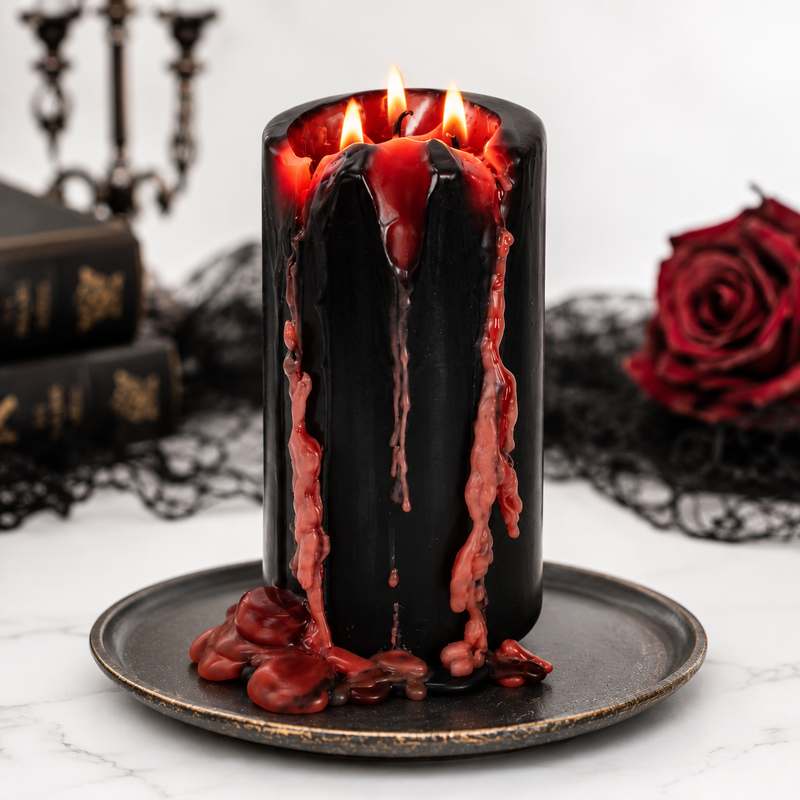 Large Vampire Blood Effect Pillar Candle