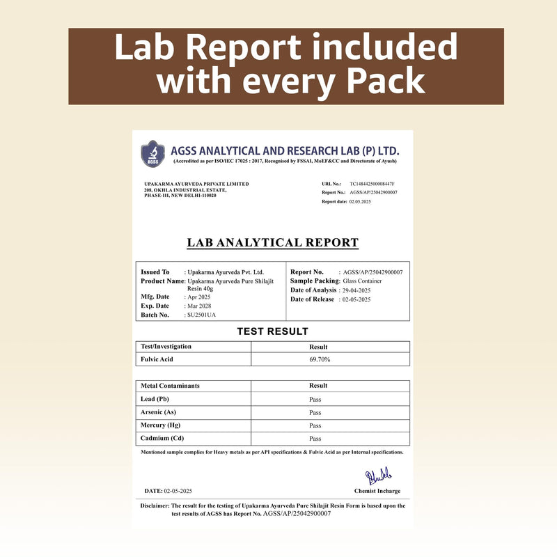 UPAKARMA Pure Shilajit Resin 40g - Lab-Tested, 100 Servings