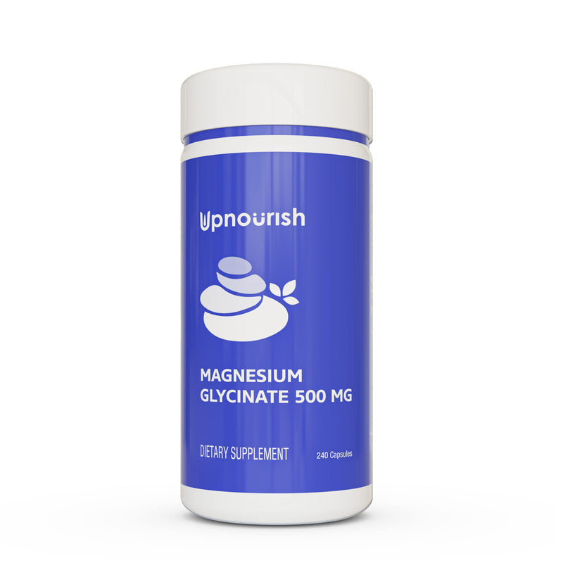 UpNourish Magnesium Glycinate Chelate 500mg Capsules – Highly Absorbable Magnesium for Sleep & Calm