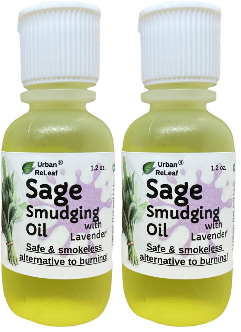 Urban ReLeaf Sage Smudging Oil with Lavender – Smokeless 1.2 oz (Pack of 2), Vegan, Made in USA