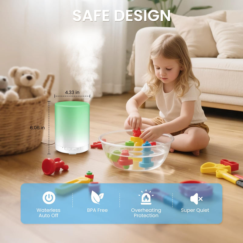 URPOWER 300ml Aromatherapy Diffuser | Ultrasonic Humidifier with 7 Color LED Night Light & 4 Timer Settings