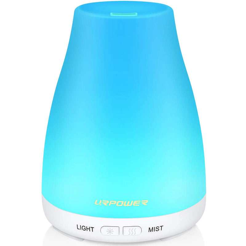 URPOWER 2nd Version Essential Oil Diffuser – 7 Color LED Lights, Auto Shut-Off, White
