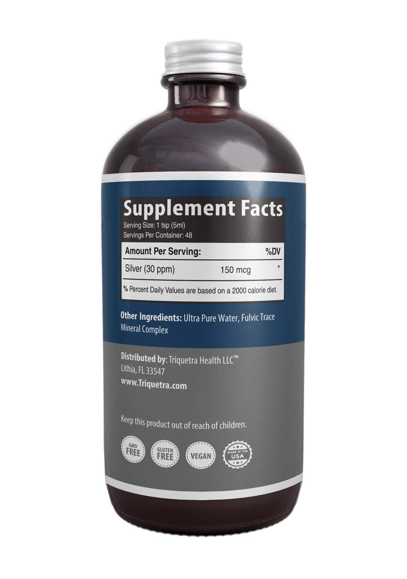 Bioactive Colloidal Silver 8 oz – Glass Bottle, 30 PPM, Immune Support